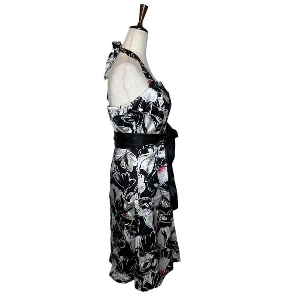 White House Black Market 100% Silk Size 6 Floral Print Halter Dress Tie Waist - Picture 5 of 9